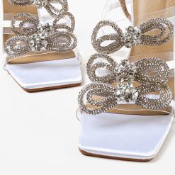 Sandale cu toc Ingrid Albe 5