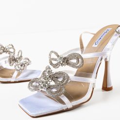 Sandale cu toc Ingrid Albe 6