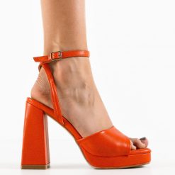 Sandale cu toc Johnna Portocalii 4