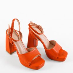 Sandale cu toc Johnna Portocalii 5