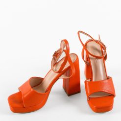 Sandale cu toc Johnna Portocalii 7