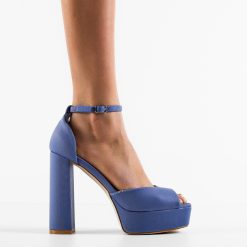 Sandale cu toc Kevin Albastre 3