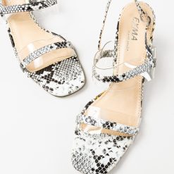 Sandale cu toc Martens Albe 2 4