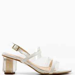 Sandale cu toc Martens Albe 3