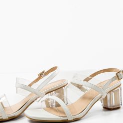 Sandale cu toc Martens Albe 4