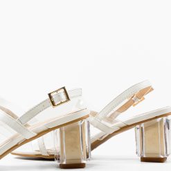 Sandale cu toc Martens Albe 5