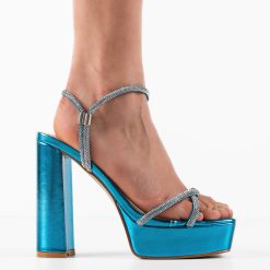 Sandale cu toc Miran Albastre 4