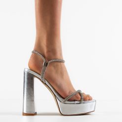 Sandale cu toc Miran Argintii 5