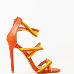 Sandale cu toc Pastor Portocalii 3
