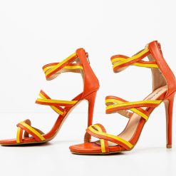 Sandale cu toc Pastor Portocalii 4