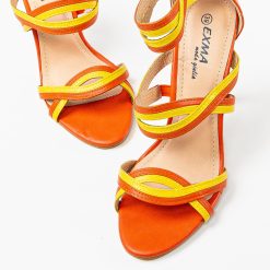 Sandale cu toc Pastor Portocalii 5