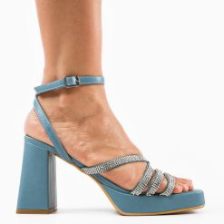 Sandale cu toc Shohre Albastre 4
