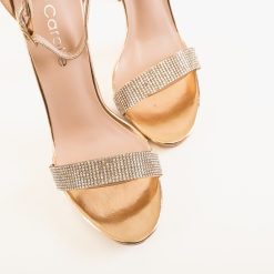 Sandale cu toc Susie Aurii 5