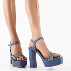 Sandale cu toc Troy Albastre 2 1