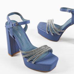 Sandale cu toc Troy Albastre 2 5