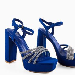 Sandale cu toc Troy Albastre 5