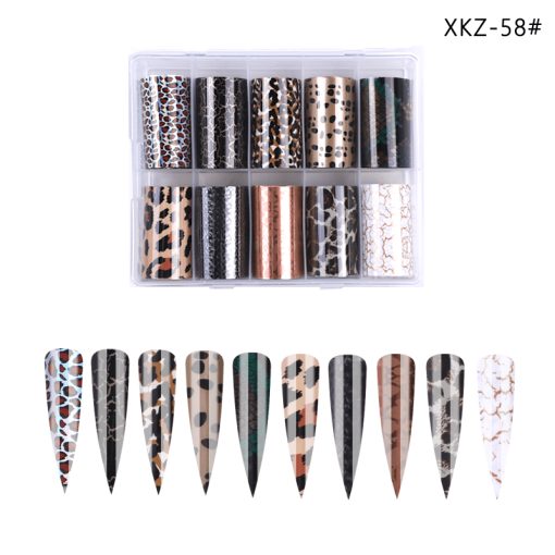 Set 10 folii de transfer 100x4cm. XKZ-58 - XKZ-58 - Everin.ro-NAIL ART ❤️ > Folii de transfer