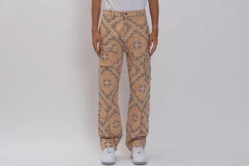 Small Signature Washed Paisley Cargo Pants-Barbati