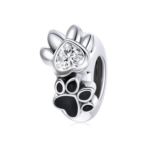 Talisman din argint Heart Crystal Paws-Talismane >> Talismane din Argint (toate)