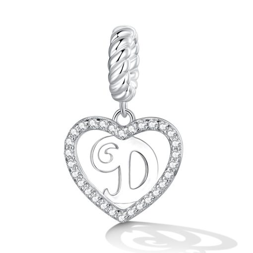 Talisman din argint Heart Letter D-Talismane >> Talismane din Argint (toate)