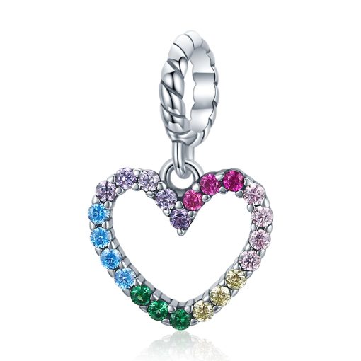 Talisman din argint Rainbow Shiny Heart-Talismane >> Talismane din Argint (toate)