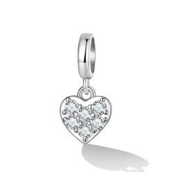 Talisman din argint Studded Crystal Heart-Talismane >> Talismane din Argint (toate)