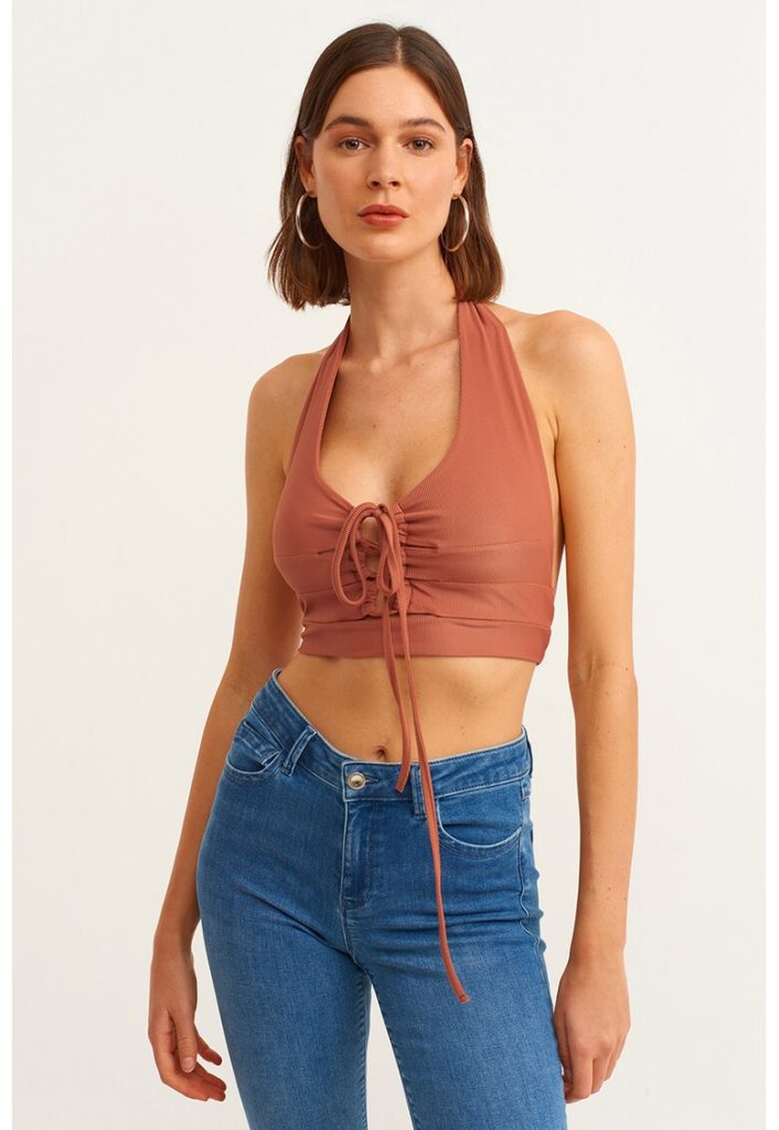 Top crop uni cu model halter-FEMEI-