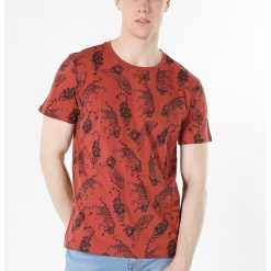 Tricou regular fit cu decolteu la baza gatului si imprimeu cu animale-BARBATI-IMBRACAMINTE/Tricouri si maiouri