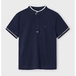 Tricou uni cu decolteu Henley-BAIETI-IMBRACAMINTE/Tricouri si maiouri