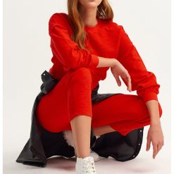 Bluza de trening crop cu decolteu la baza gatului-FEMEI-IMBRACAMINTE/Hanorace