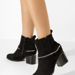 Botine cu toc gros Katilea negre-Botine cu toc-Noutăți