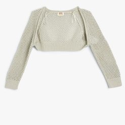 Cardigan crop cu perforatii-FETE-IMBRACAMINTE/Pulovere si cardigane