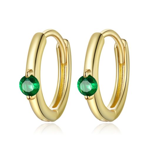 Cercei din argint Golden Simple Green Stone-Cercei >> Cercei din argint