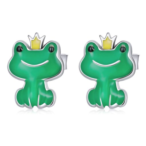 Cercei din argint Mini Crown Frog-Cercei >> Cercei din argint