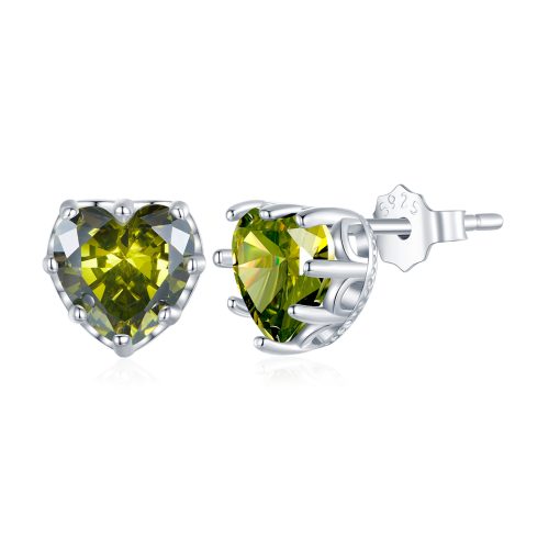 Cercei din argint Olive Crystal Heart-Cercei >> Cercei din argint