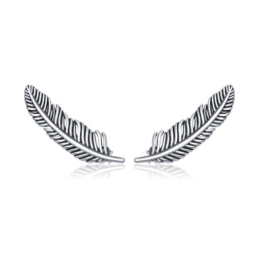 Cercei din argint Retro Feather Studs-Cercei