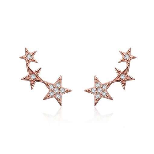 Cercei din argint Rose Gold Stars-Cercei >> Cercei din argint