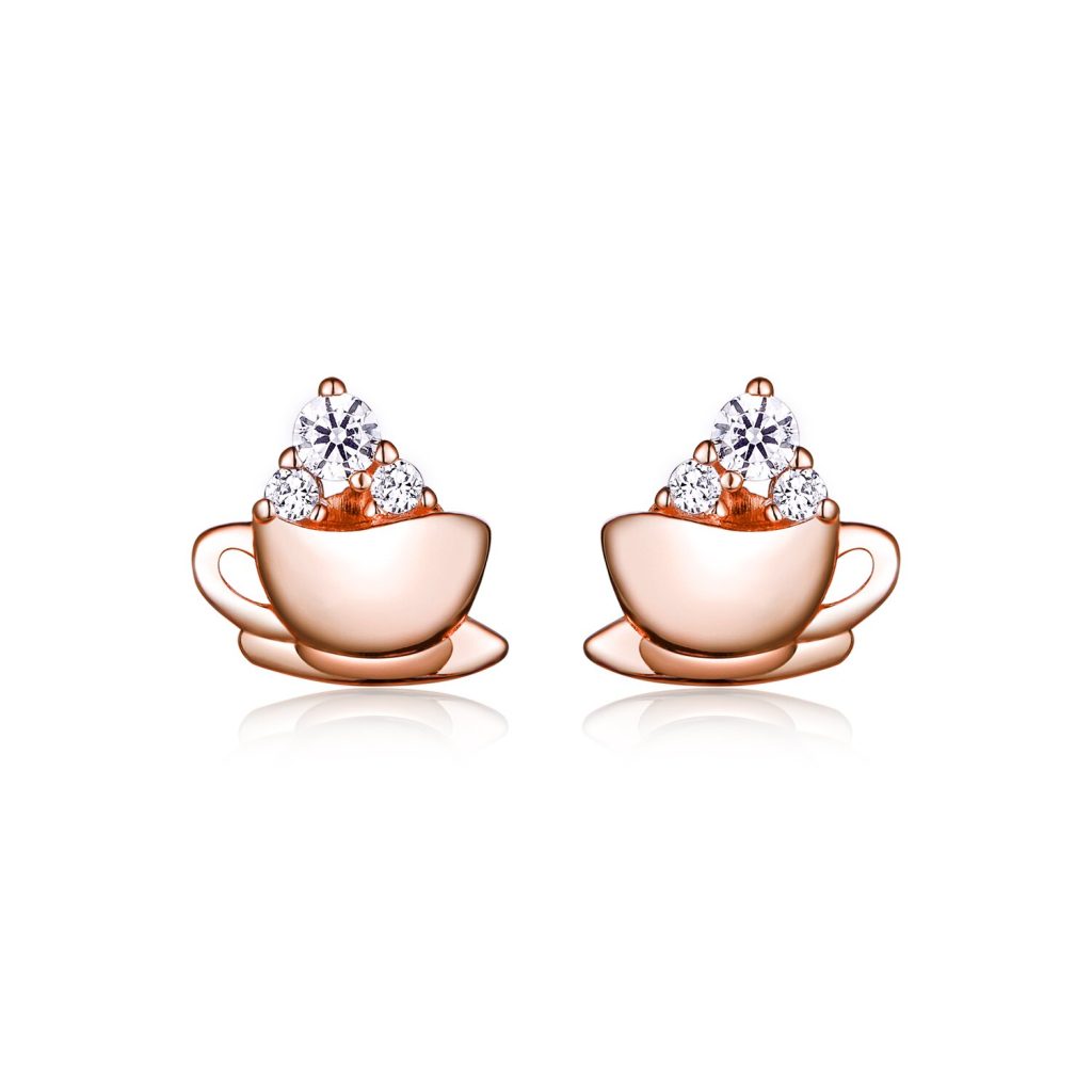 Cercei din argint Rose Gold Tea Cup-Cercei