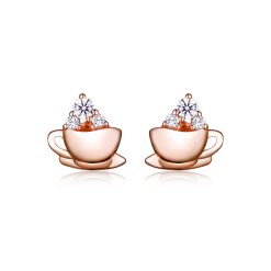 Cercei din argint Rose Gold Tea Cup-Cercei