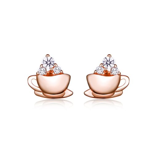 Cercei din argint Rose Gold Tea Cup-Cercei