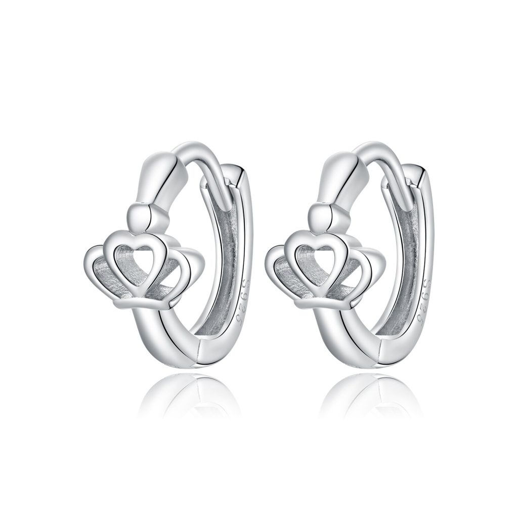 Cercei din argint Silver Little Crown Hoops-Cercei >> Cercei din argint