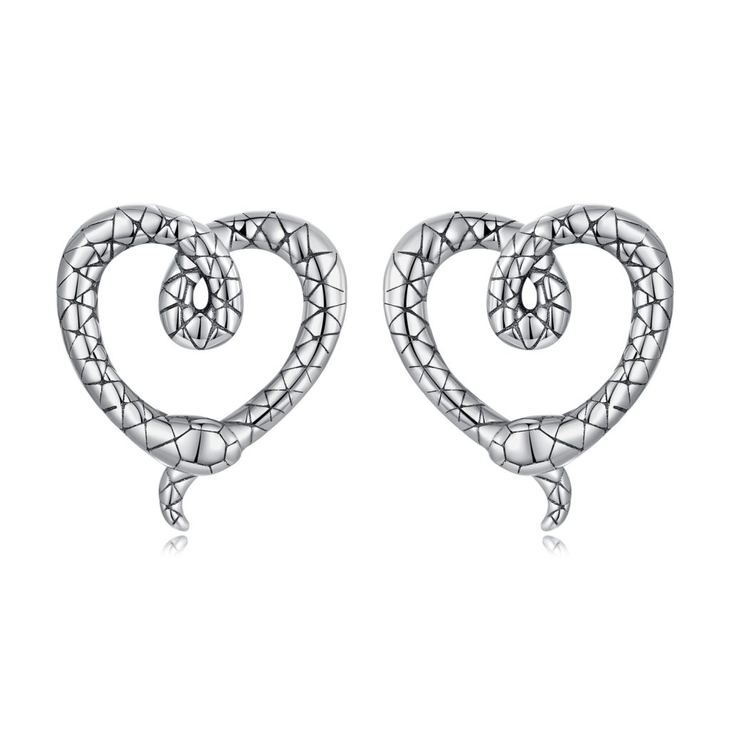 Cercei din argint Silver Snake Hearts-Cercei >> Cercei din argint