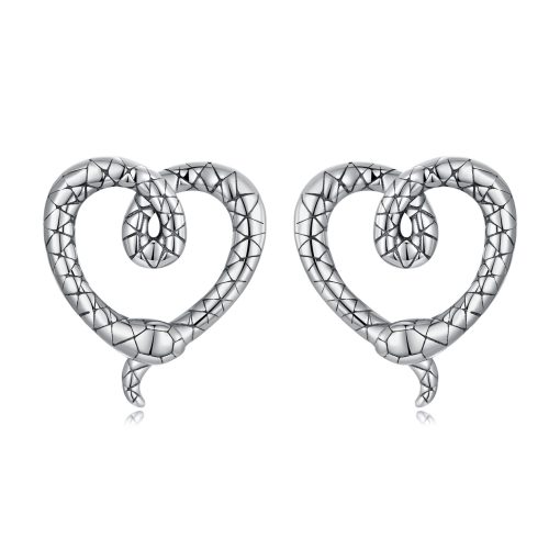 Cercei din argint Silver Snake Hearts-Cercei >> Cercei din argint