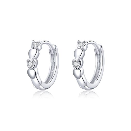 Cercei din argint Simple & Shiny Hearts Hoops-Cercei