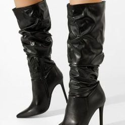 Cizme cu toc subtire Axendra negre-Cizme cu toc-Cizme cu toc