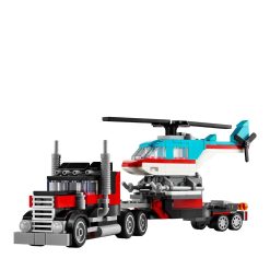 Flatbed truck with helicopter 31146-Jucarii-Jocuri de construit