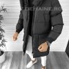 Geaca barbati groasa neagra de iarna 8021-Geci barbati > Geci iarna
