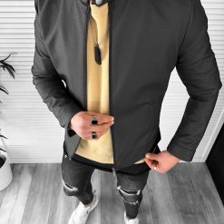 Geaca barbati neagra piele ecologica B2844 O5-1.2-Geci barbati > Geci de piele barbati