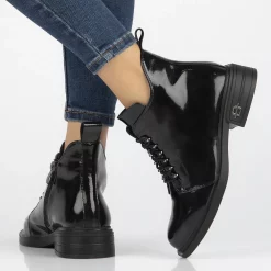 Ghete piele naturala 6318 negru-Ghete si botine-Ghete si botine