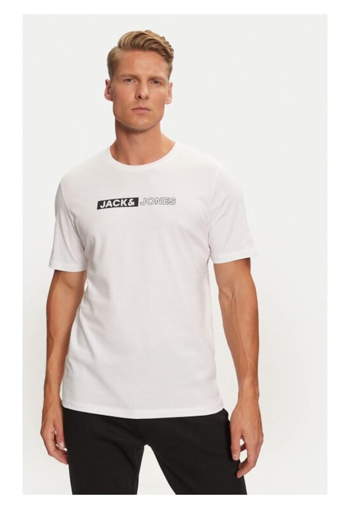 Jack&Jones Tricou Corp 12233999 Alb Standard Fit - Bumbac-BARBATI-IMBRACAMINTE/Tricouri si maiouri